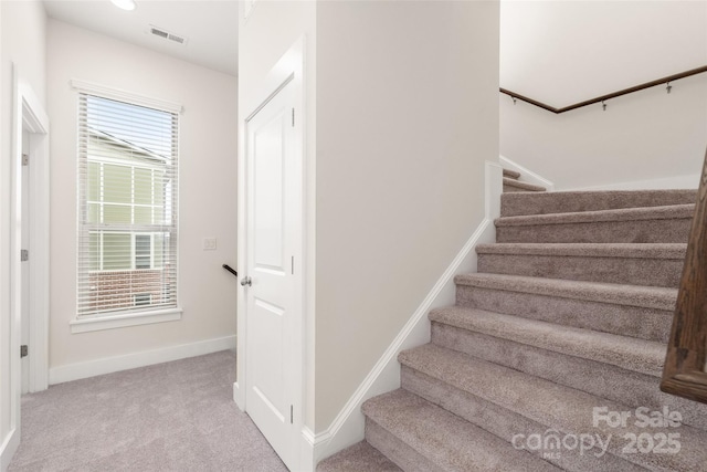 stairs with carpet floors