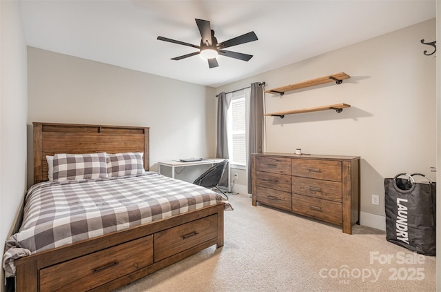 2201 Bluebell Way, Tega Cay, SC 29708 - bedroom featuring light carpet, baseboards, and ceiling fan