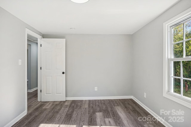 unfurnished room featuring dark wood-type flooring