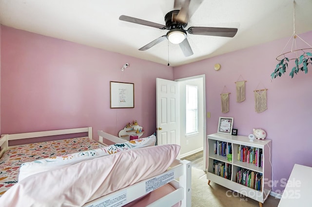 bedroom featuring ceiling fan