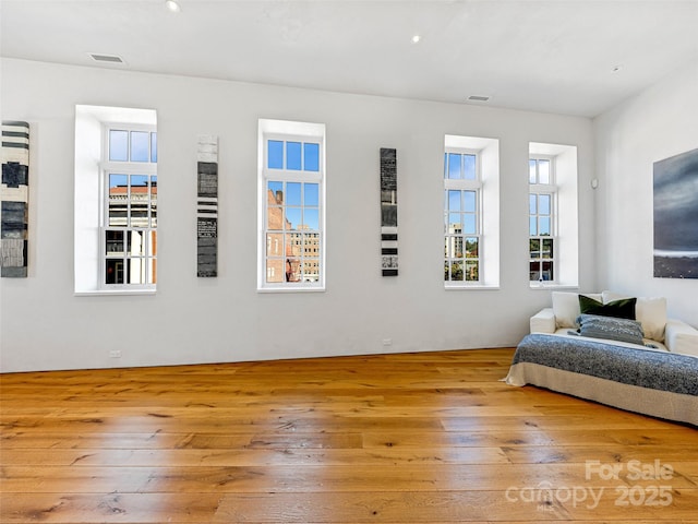 living area with light wood-type flooring