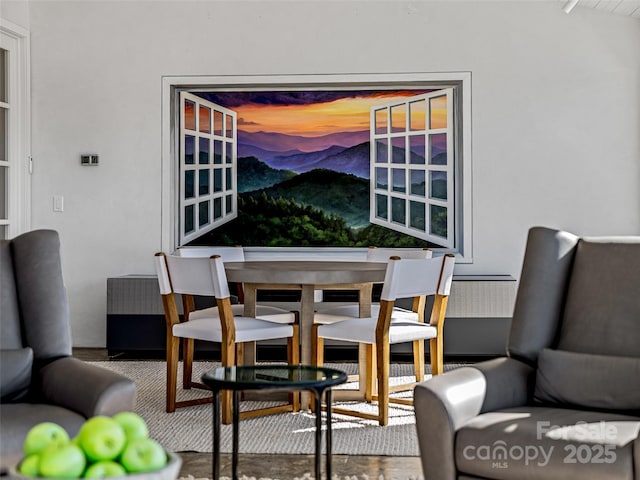 view of carpeted dining area