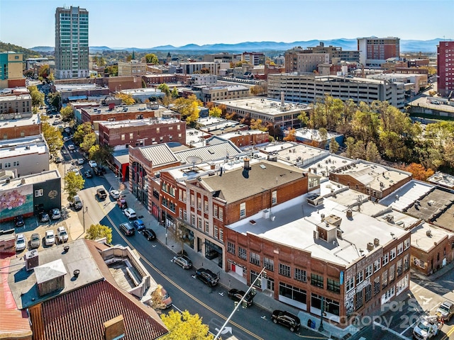 birds eye view of property featuring a mountain view