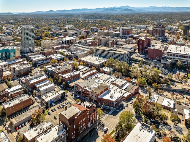 bird's eye view with a mountain view