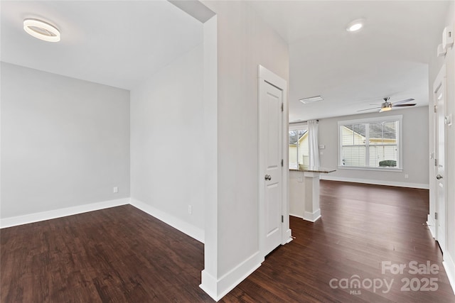 hall featuring dark hardwood / wood-style flooring