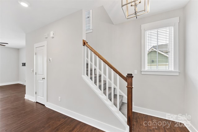 stairs featuring wood-type flooring