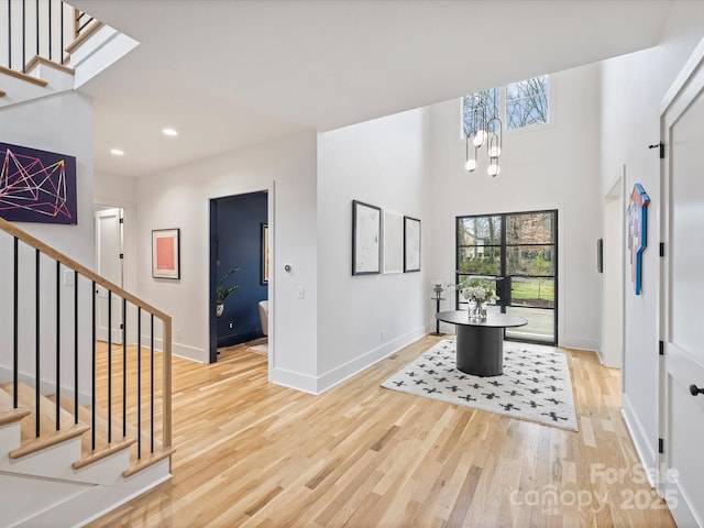 foyer featuring light wood-type flooring