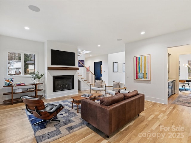 living room featuring light hardwood / wood-style floors