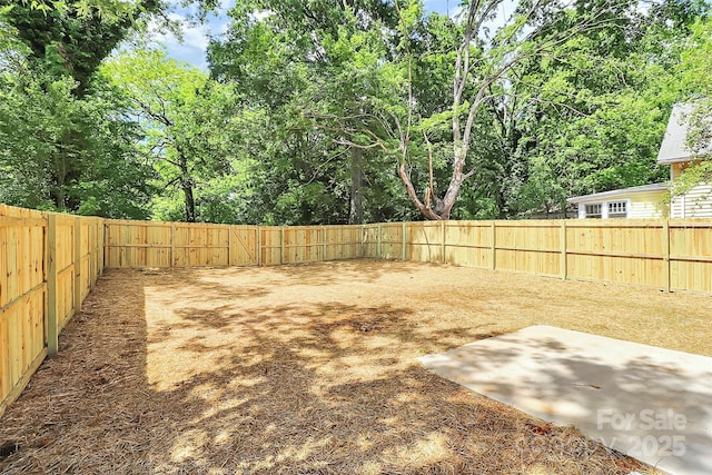 view of yard with a patio and a fenced backyard