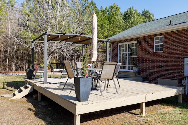 wooden deck with a pergola