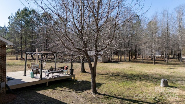 view of yard featuring a wooden deck