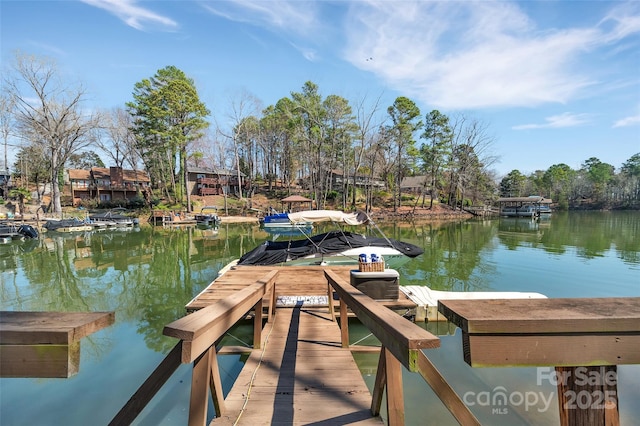 view of dock featuring a water view