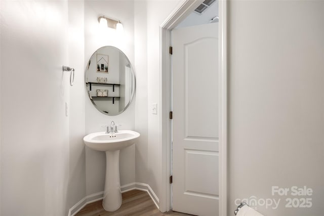 bathroom featuring wood-type flooring