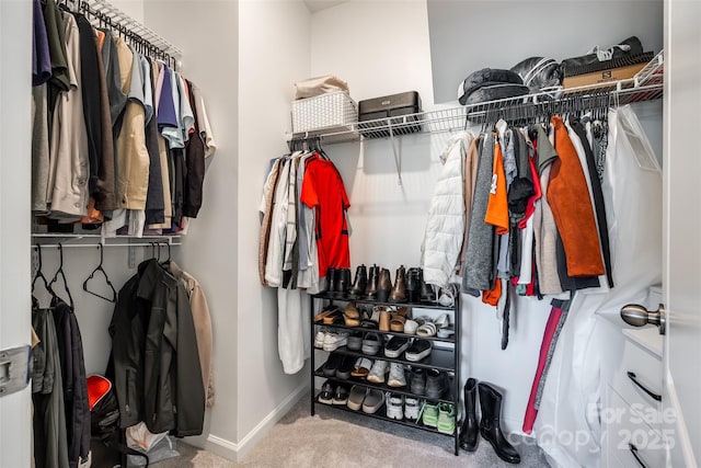 walk in closet featuring carpet