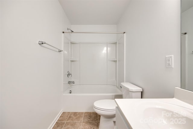 full bathroom featuring vanity, tile patterned flooring, toilet, and shower / bath combination