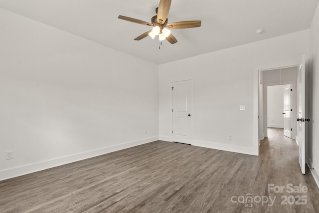 5177 Flay Rd, Lincolnton, NC 28021 - unfurnished room with dark wood-style floors, a ceiling fan, and baseboards