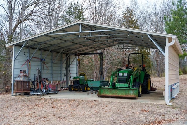 view of parking / parking lot featuring a carport