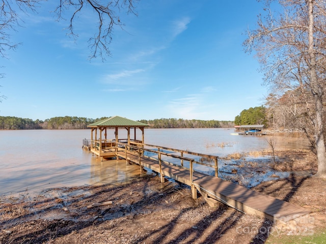 dock area featuring a water view