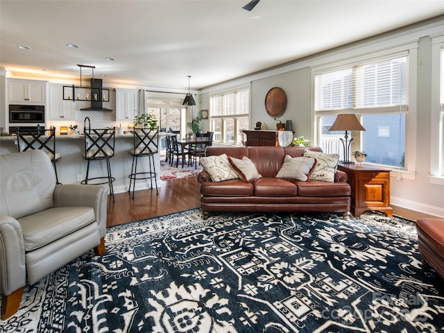 living room with wood-type flooring