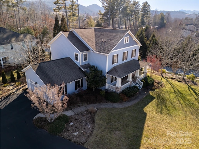 bird's eye view featuring a mountain view