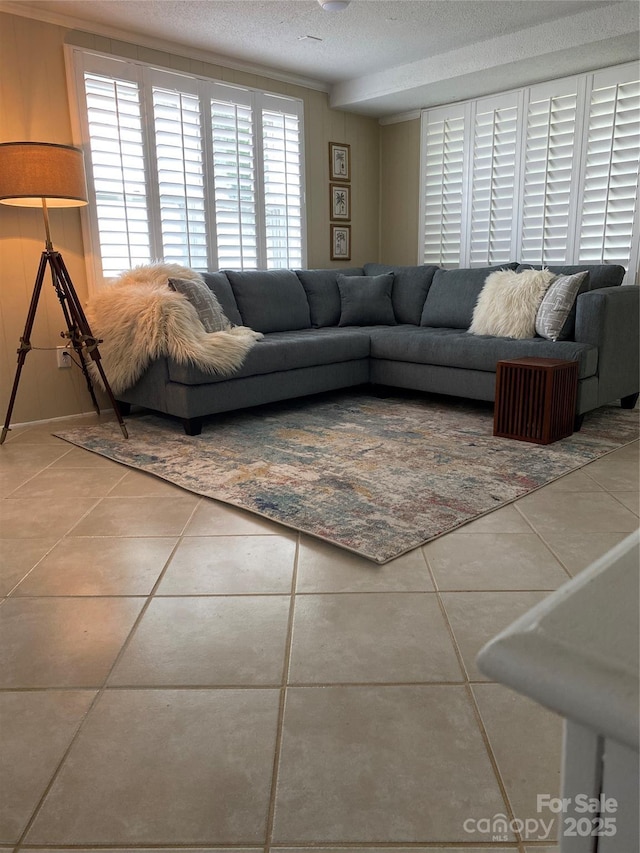 3474 Lake Wylie Dr, Rock Hill, SC 29732 - living room featuring tile patterned flooring and a textured ceiling