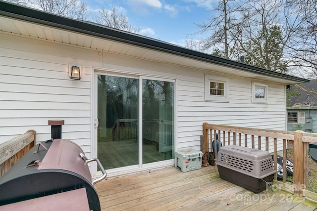 deck featuring grilling area