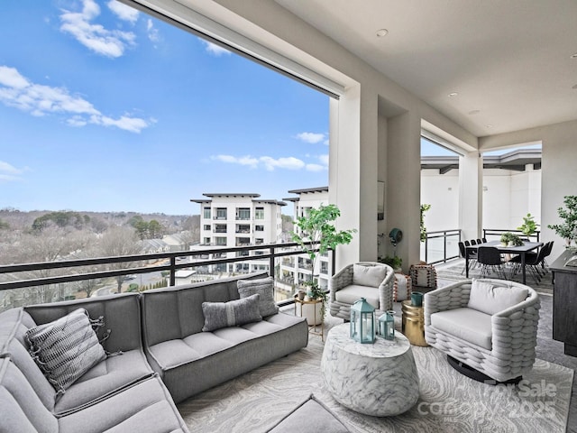 balcony featuring an outdoor living space