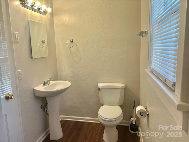 bathroom featuring sink, hardwood / wood-style flooring, and toilet