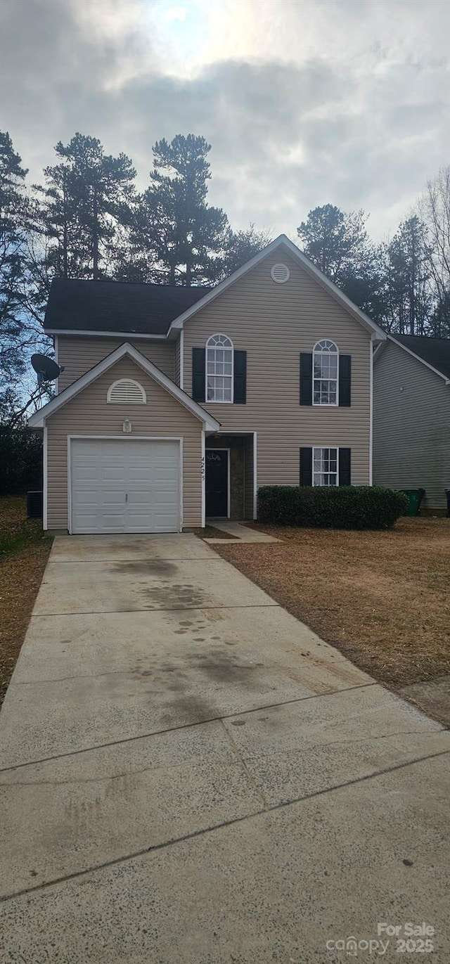 view of front property with a garage