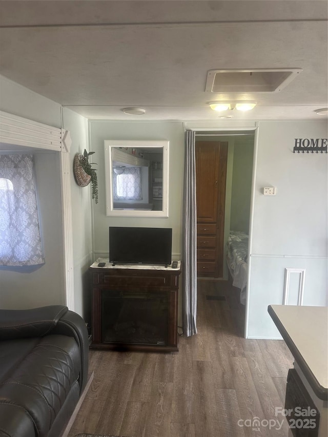 living room with wood-type flooring