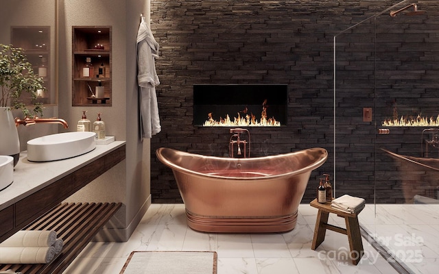 bathroom with a tub and sink