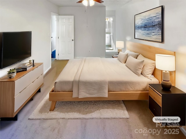 bedroom featuring ceiling fan