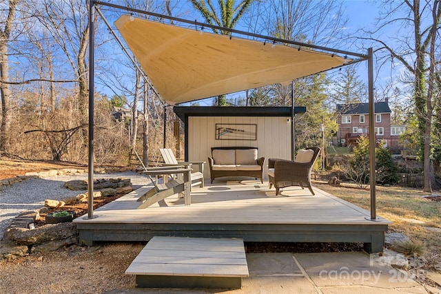 wooden deck with an outdoor hangout area