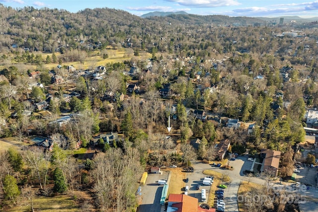 bird's eye view with a mountain view