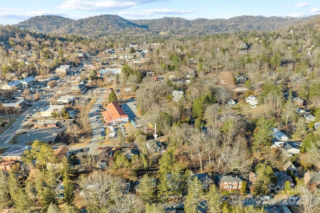 drone / aerial view with a mountain view