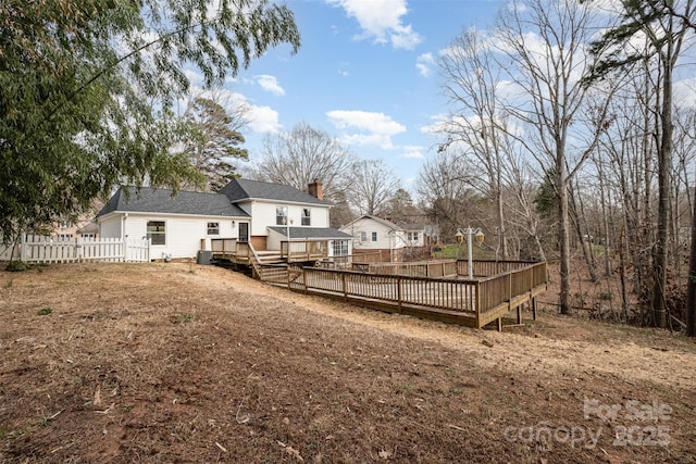 view of yard featuring a wooden deck