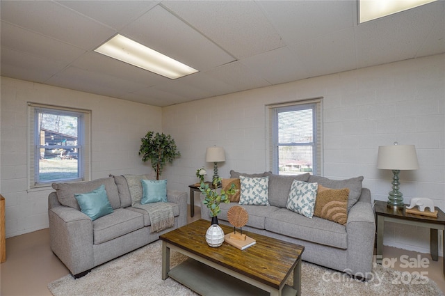 living room featuring plenty of natural light