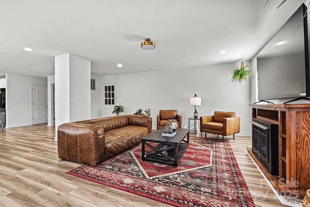 living room featuring light hardwood / wood-style flooring