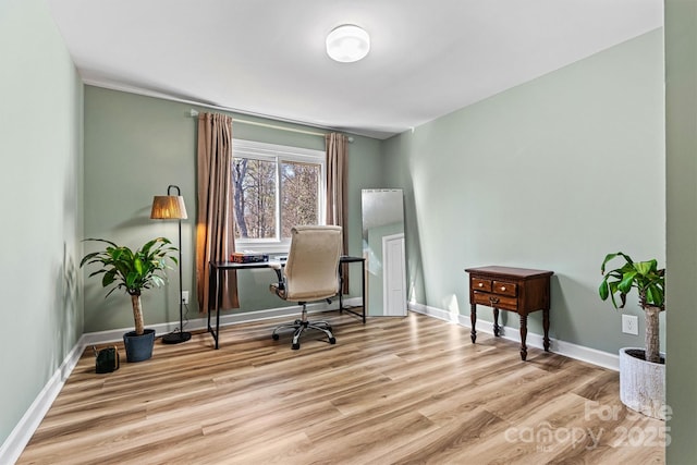 office area featuring light hardwood / wood-style floors