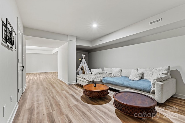 living room featuring light hardwood / wood-style flooring