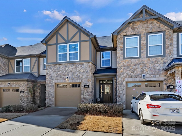 view of front of property with a garage