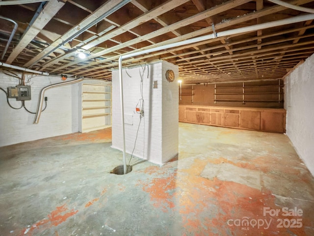 basement with electric panel