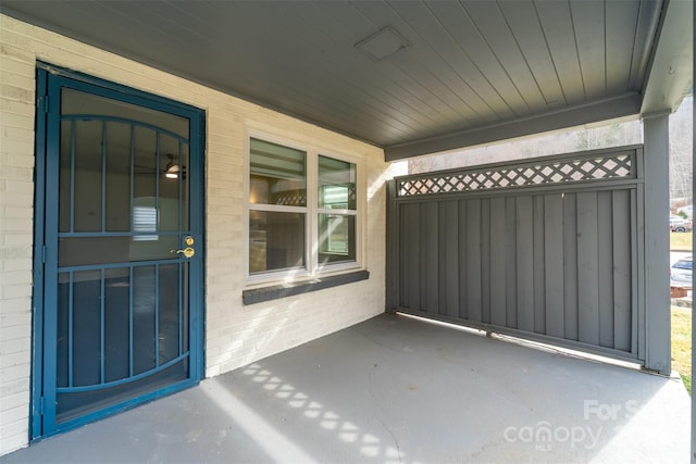 view of patio featuring a porch