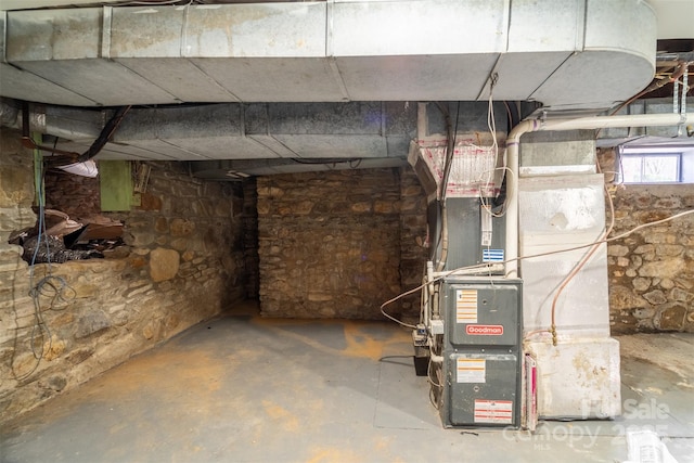 basement with heating unit