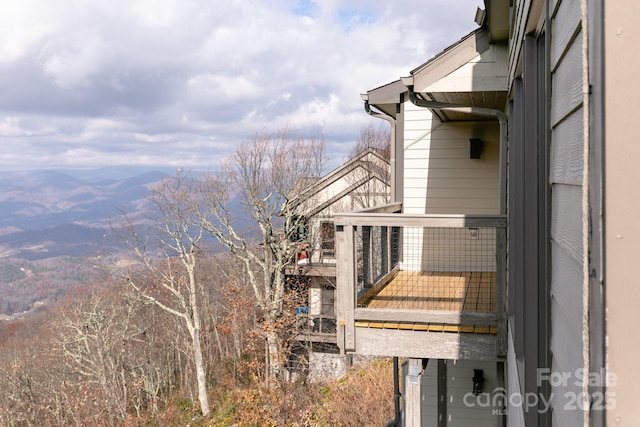 view of home's exterior featuring a mountain view