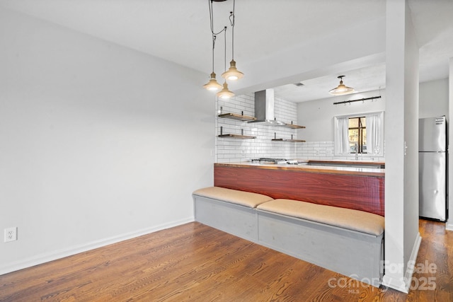 505 Victory Trl, Morganton, NC 28655 - interior space with baseboards, wet bar, and wood finished floors