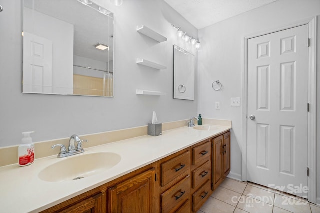 505 Victory Trl, Morganton, NC 28655 - bathroom with tile patterned floors, double vanity, and a sink