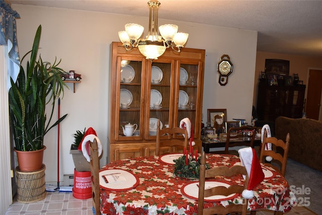 dining room with a chandelier