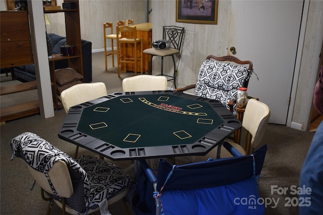 recreation room with carpet floors