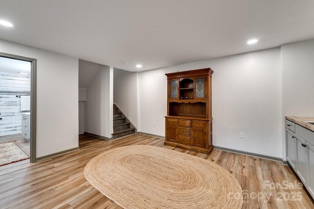 interior space with light hardwood / wood-style floors